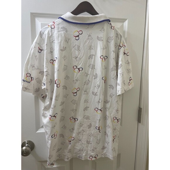Disney World Parks All Over Print Mens Polo Golf Shirt LARGE Vintage Icons - Picture 6 of 10
